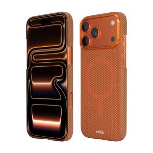 Husa pentru iPhone 17 Pro Max, Clip-On MagSafe Compatible, made from Aramid Fiber, Kevlar, Cosmic Orange