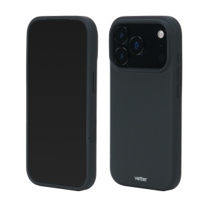 Husa Vetter Soft Touch Silk Series neagra pentru iPhone 18 Pro Max si 17 Pro Max, pe telefon, fata si spate