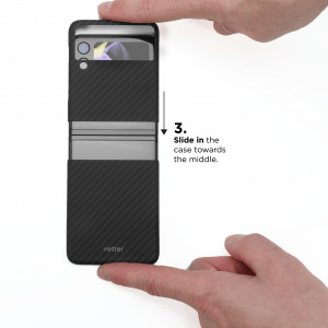 Huse Galaxy Flip Series, Husa Samsung Galaxy Z Flip4 5G Clip-On, made from Aramid Fiber, Kevlar, Neagra - vetter.store _7