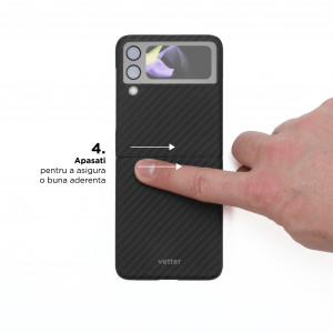 Huse Galaxy Flip Series, Husa Samsung Galaxy Z Flip4 5G Clip-On, made from Aramid Fiber, Kevlar, Neagra - vetter.store _11