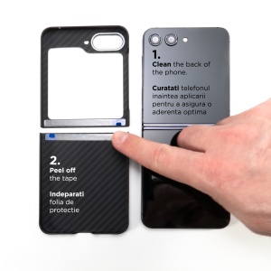 Husa Samsung Galaxy Z Flip5 5G, Kevlar din fibra de aramida, neagra, accesoriu Vetter