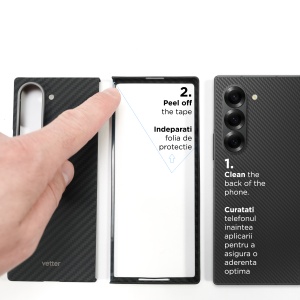 Huse Samsung Z Flip 6, Husa pentru Samsung Galaxy Z Flip6 5G, Clip-On, made from Aramid Fiber, compatibila MagSafe, Kevlar, Black - vetter.store _3