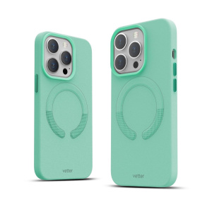 Huse iPhone 14 Pro Max, Husa iPhone 14 Pro Max Clip-On Vegan Piele, Compatibila MagSafe, Ice Sea Blue - vetter.store _1