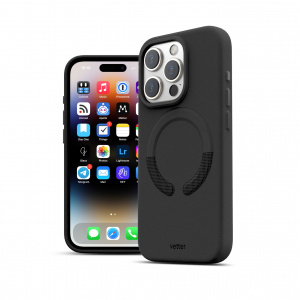 Huse iPhone 15 Pro, Husa iPhone 15 Pro Clip-On Vegan Leather, Compatibila MagSafe, Black - vetter.store _1