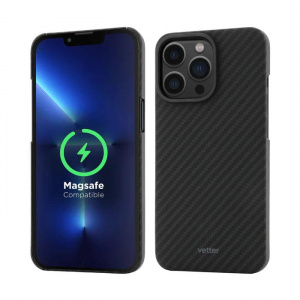 Huse iPhone 13 Pro  , Husa iPhone 13 Pro made from Aramid Fiber, Kevlar, Compatibila MagSafe, Neagra - vetter.store