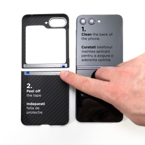 Huse Galaxy Flip Series, Husa Samsung Galaxy Z Flip5 5G, Clip-On, made from Aramid Fiber, Kevlar, Negru - vetter.store _3