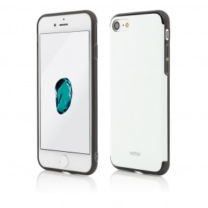 Vetter Case for iPhone SE2, 8, 7, Clip-On Hybrid Slim Series, Carbon Look, White