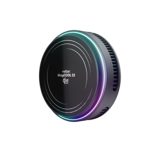 Vetter magCOOL 25, fata superioara cu logo Qi2 25W si inel de iluminare ambientala