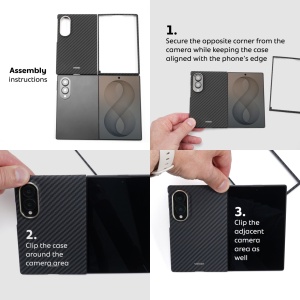Husa Samsung Galaxy Z Fold 8 din Kevlar din fibra de aramida, neagra