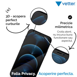 Folii iPhone 12 Pro, Folie iPhone 12 Pro, 12, 3D Privacy Series - vetter.store _2