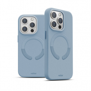 Huse iPhone 15 Pro, Husa iPhone 15 Pro Clip-On Vegan Leather, Compatibila MagSafe, Sky Blue - vetter.store _2