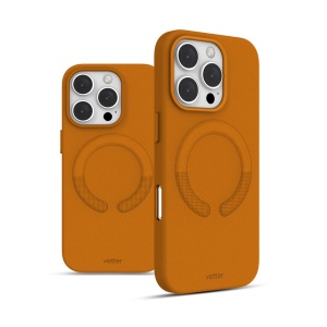 Huse iPhone 16 Pro, Husa iPhone 16 Pro, Clip-On Vegan Leather, MagSafe Compatible, Golden Brown - vetter.store _3