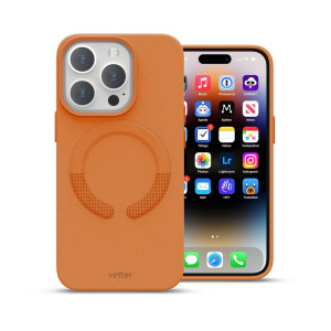 Huse iPhone 14 Pro Max, Husa iPhone 14 Pro Max Clip-On Vegan Piele, Compatibila MagSafe, Golden Brown - vetter.store