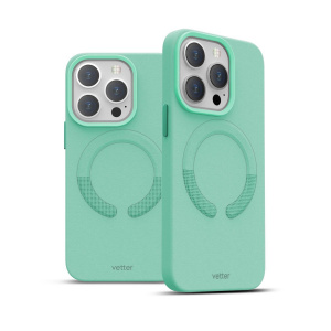 Huse iPhone 14 Pro Max, Husa iPhone 14 Pro Max Clip-On Vegan Piele, Compatibila MagSafe, Ice Sea Blue - vetter.store _2