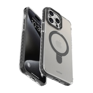 Huse iPhone 15 Pro Max, Husa iPhone 15 Pro Max Clip-On Crystal Compatibila MagSafe, with foldable stand, Negru - vetter.store _1