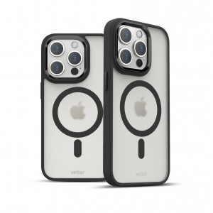 Huse iPhone 15 Pro Max, Husa iPhone 15 Pro Max Clip-On Hybrid, Matt, Compatibila MagSafe, Negru - vetter.store _3