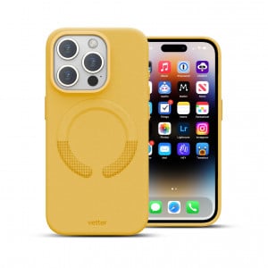 Huse iPhone 15 Pro Max, Husa iPhone 15 Pro Max Clip-On Vegan Leather, Compatibila MagSafe, Candy Yellow - vetter.store