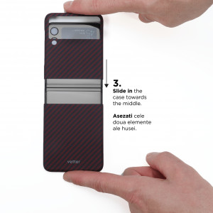Husa de protectie Samsung Galaxy Z Flip3 5G, Kevlar din fibra de aramida, rosie, Vetter