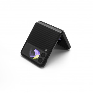 Huse Galaxy Flip Series, Husa Samsung Galaxy Z Flip4 5G Clip-On, made from Aramid Fiber, Kevlar, Neagra - vetter.store _1