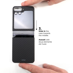 Huse Galaxy Flip Series, Husa Samsung Galaxy Z Flip5 5G, Clip-On, made from Aramid Fiber, Kevlar, Negru - vetter.store _4