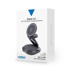 Cutia suportului de incarcare Vetter iFold 360, 3 in 1, Qi2.2 25W