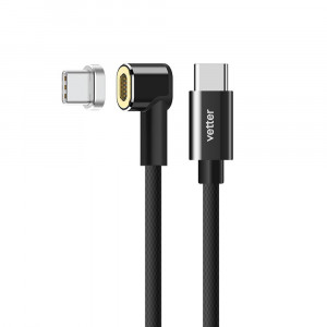 Cabluri Type-C, Cablu USB Type-C Cable to Type-C with Magnetic Connector, Nylon Braided, Negru - vetter.store