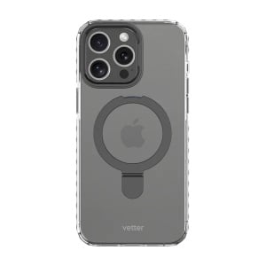 Huse iPhone 15 Pro Max, Husa iPhone 15 Pro Max Clip-On Crystal Compatibila MagSafe, with foldable stand, Negru - vetter.store _2