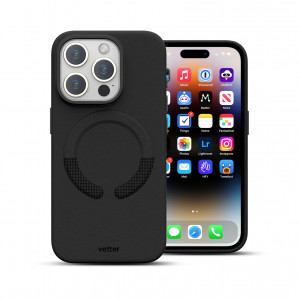 Huse iPhone 15 Pro, Husa iPhone 15 Pro Clip-On Vegan Leather, Compatibila MagSafe, Black - vetter.store