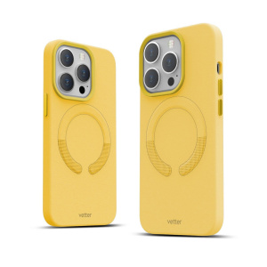 Huse iPhone 14 Pro Max, Husa iPhone 14 Pro Max Clip-On Vegan Piele, Compatibila MagSafe, Candy Yellow - vetter.store _1