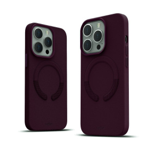 Huse iPhone 14 Pro Max, Husa iPhone 14 Pro Max Clip-On Vegan Piele, Compatibila MagSafe, Dark Cherry - vetter.store _1