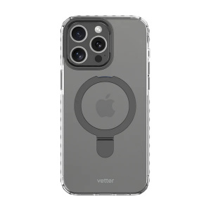Huse iPhone 15 Pro, Husa iPhone 15 Pro Clip-On Crystal Compatibila MagSafe, with foldable stand, Negru - vetter.store _2