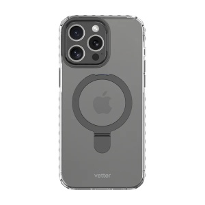 Huse iPhone 15 Pro Max, Husa iPhone 15 Pro Max Clip-On Crystal Compatibila MagSafe, with foldable stand, Negru - vetter.store _2