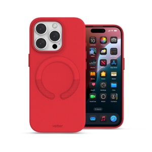 Husa iPhone 16 Pro, Clip-On Vegan Leather, MagSafe Compatible, Crimson Red
