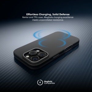Husa Vetter din Kevlar si TPU pentru iPhone 16 Pro Max, cu incarcare wireless prin husa