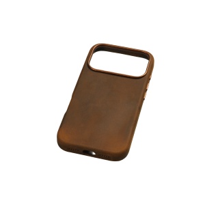 Husa Vetter leatherUP Patina pentru iPhone 18 Pro, vedere din spate, fara telefon