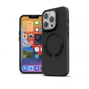 Huse iPhone 13 Pro, Husa iPhone 13 Pro Clip-On Vegan Leather, Compatibila MagSafe, Neagra - vetter.store _1