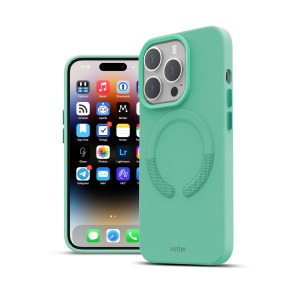 Huse iPhone 14 Pro Max, Husa iPhone 14 Pro Max Clip-On Vegan Piele, Compatibila MagSafe, Ice Sea Blue - vetter.store _3