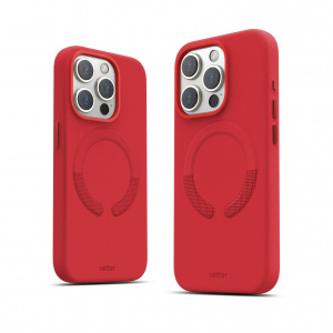 Huse iPhone 15 Pro Max, Husa iPhone 15 Pro Max Clip-On Vegan Leather, Compatibila MagSafe, Crimson Red - vetter.store _1