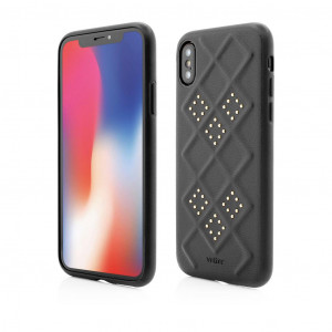 Vetter tok iPhone Xs készülékhez, intelligens tok, 3D rombusz design, fekete