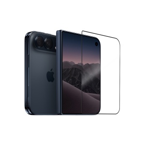 Folie de sticla securizata glassMAX 3D Easy Fit, alaturi de un iPhone Duo negru