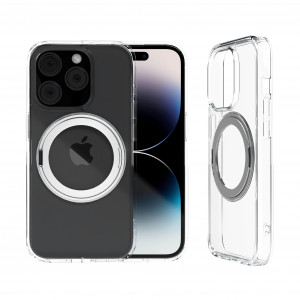Huse iPhone 14 Pro, Husa iPhone 14 Pro Clip-On Crystal Compatibila MagSafe, Cleara, suport rotatie 360 grade - vetter.store _2