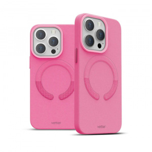 Huse iPhone 14 Pro, Husa iPhone 14 Pro Clip-On Piele Vegana, Compatibila MagSafe, Pink - vetter.store _2