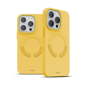 Huse iPhone 14 Pro Max, Husa iPhone 14 Pro Max Clip-On Vegan Piele, Compatibila MagSafe, Candy Yellow - vetter.store _2