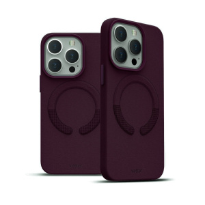Huse iPhone 14 Pro Max, Husa iPhone 14 Pro Max Clip-On Vegan Piele, Compatibila MagSafe, Dark Cherry - vetter.store _2