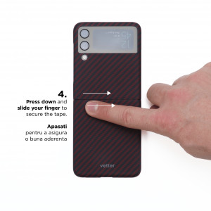 Husa Samsung Galaxy Z Flip3 5G din Kevlar din fibra de aramida, rosie