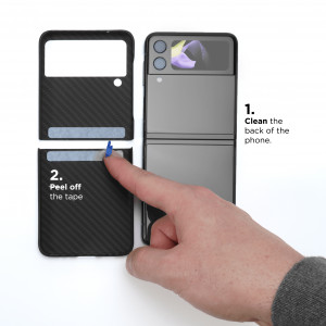 Huse Galaxy Flip Series, Husa Samsung Galaxy Z Flip4 5G Clip-On, made from Aramid Fiber, Kevlar, Neagra - vetter.store _4