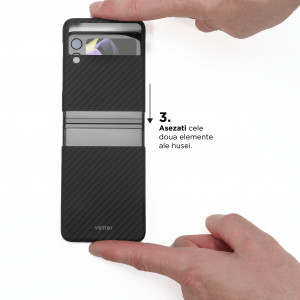 Huse Galaxy Flip Series, Husa Samsung Galaxy Z Flip4 5G Clip-On, made from Aramid Fiber, Kevlar, Neagra - vetter.store _8