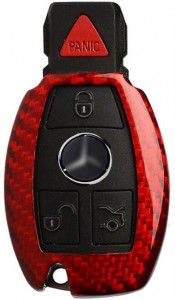 Huse Chei Auto, Husa Vetter pentru cheie Mercedes-Benz W203, W210, W211, made from Carbon,Rosu - vetter.store