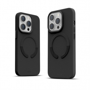 Huse iPhone 13 Pro, Husa iPhone 13 Pro Clip-On Vegan Leather, Compatibila MagSafe, Neagra - vetter.store _2