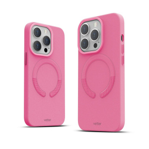 Huse iPhone 14 Pro Max, Husa iPhone 14 Pro Max Clip-On Vegan Piele, Compatibila MagSafe, Pink - vetter.store _1